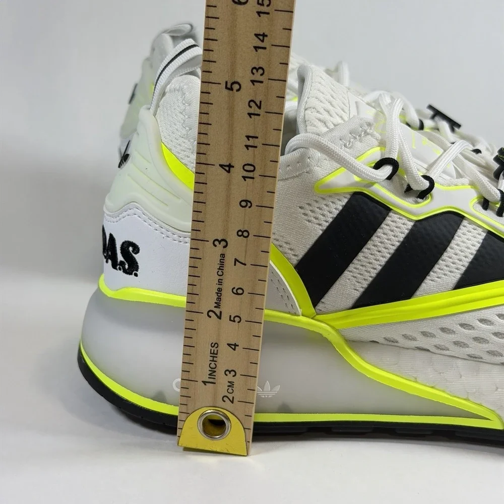 Adidas Size-7 ZX‎ 2K Boost J White & Volt Athletic Training Shoes NEW